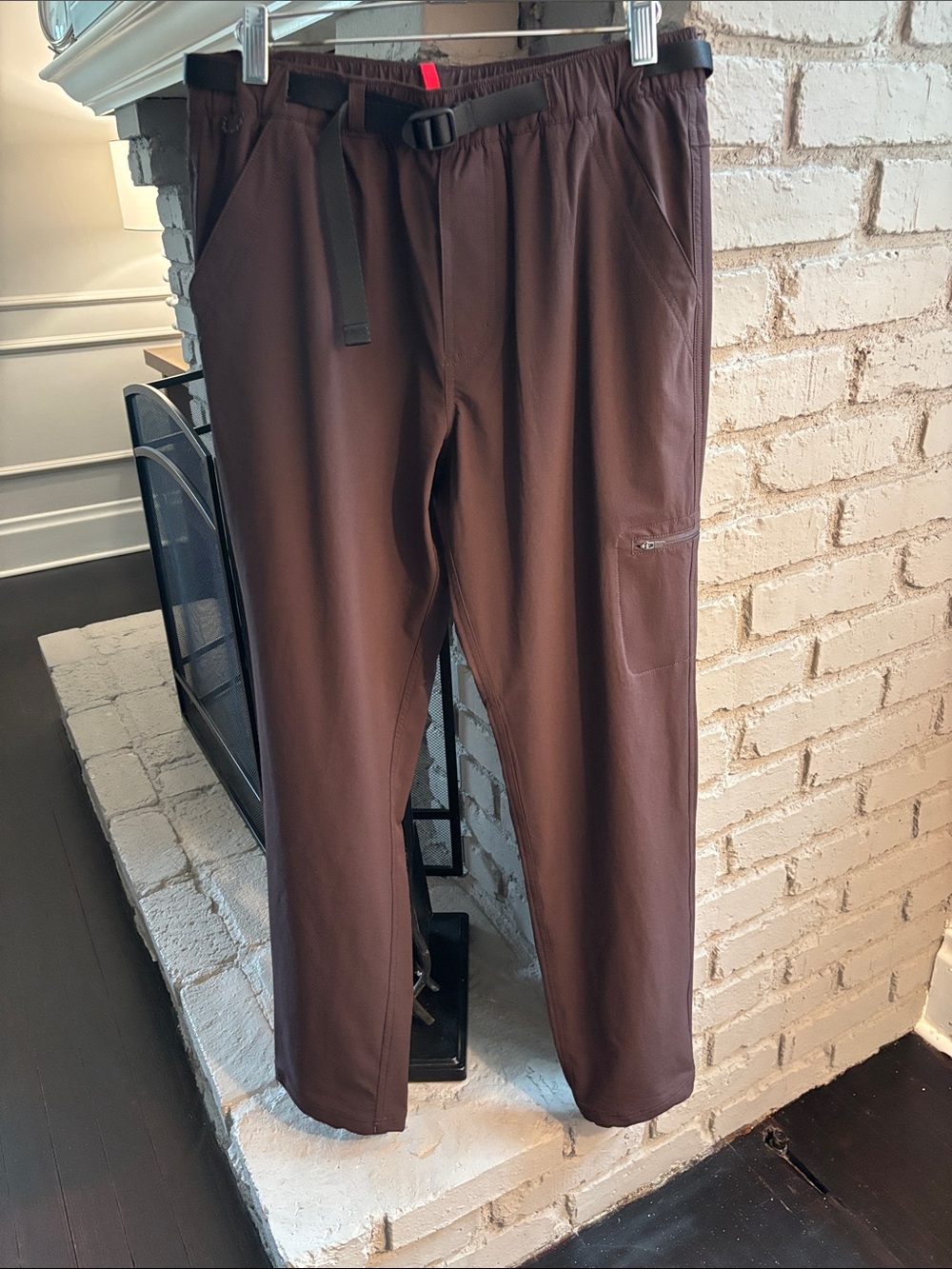 Topo Designs Men's Dark Brown Stretch Joggers with Web Belt
